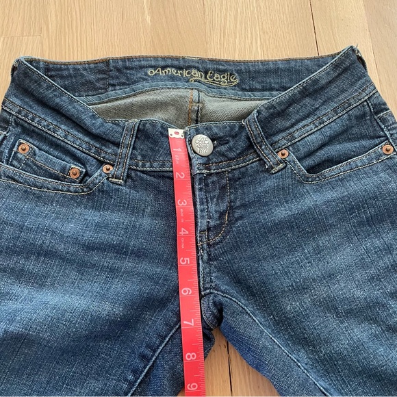 Y2K American Eagle Ultra Low rise bootcut Artist dark wash Jeans 0 short - Picture 7 of 10